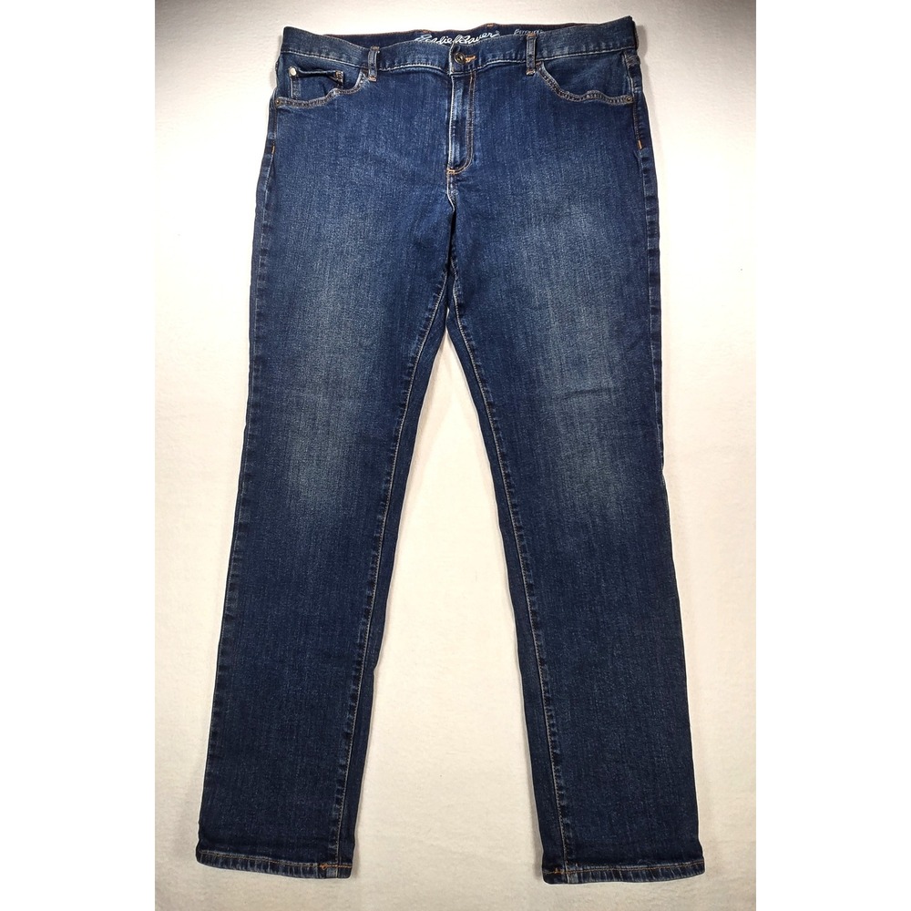 Eddie Bauer Womens Boyfriend Midrise Slim Jeans Dark Wash Denim Size 14